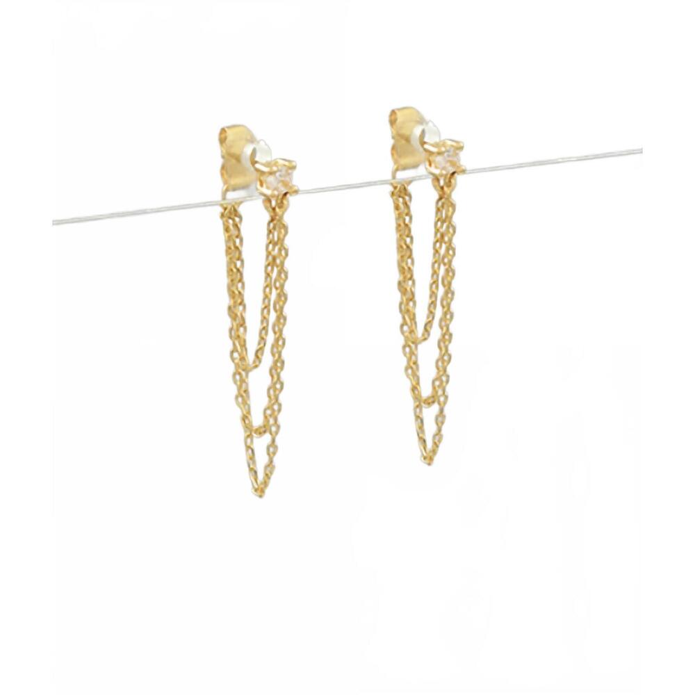 NEW GOLDEN STELLA women's chain dangle earrings in gold